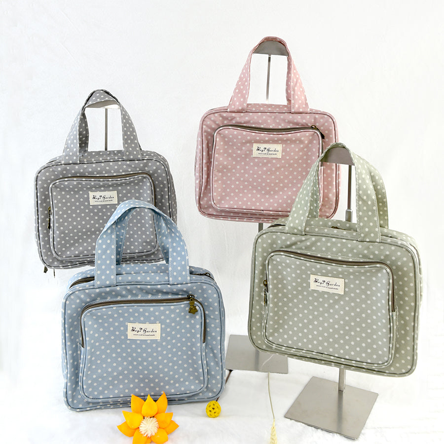 Large waterproof polka dot hanging toiletry bag