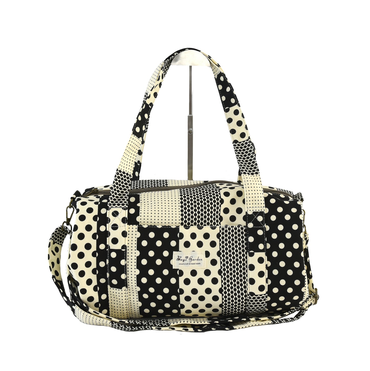 Bolso Barrel de Algodón Patch Lunares