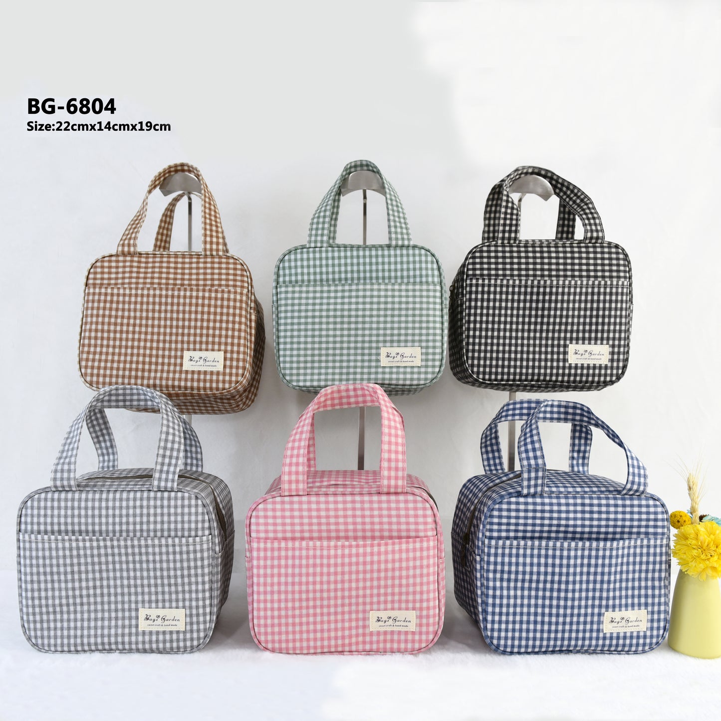 Bolsa Nevera Impermeable Vichy | Bolsa Térmica Almuerzo con Cremallera