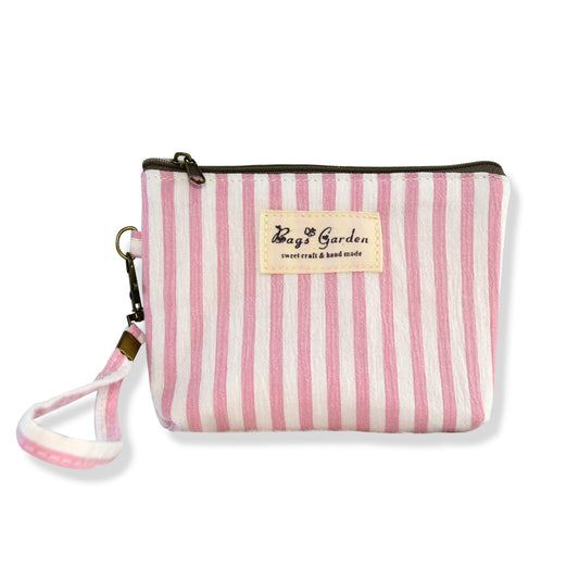 Monedero de Algodón con Rayas 15x11 cm | Mini Neceser con Cremallera