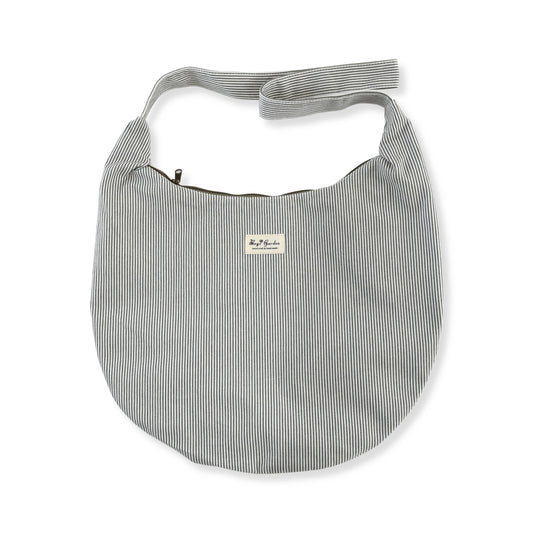 Bolso Bandolera de Algodón Tipo Media Luna con Rayas