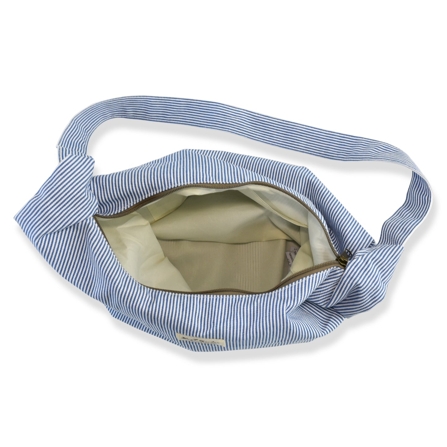 Bolso Bandolera de Algodón Tipo Media Luna con Rayas