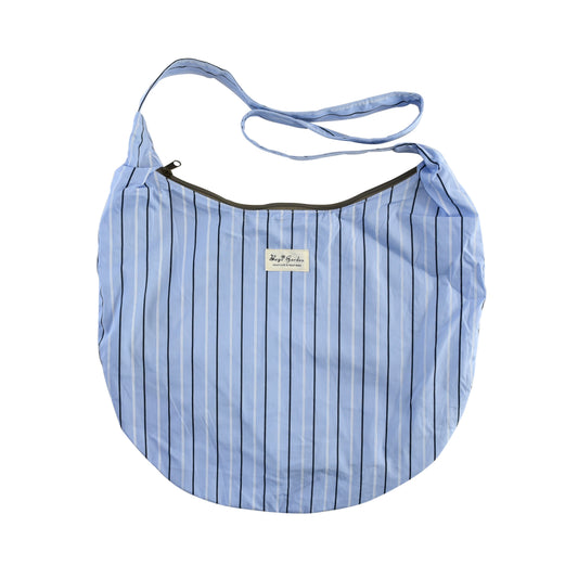 Bolso Bandolera de Algodón Tipo Media Luna con Rayas