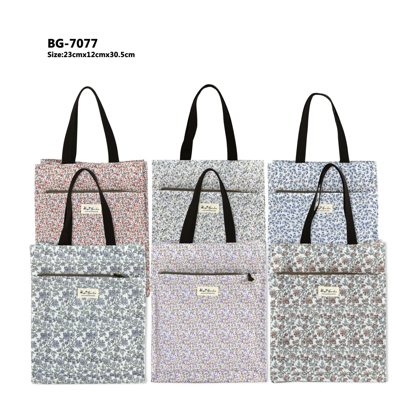 Bolso de Mano Mediano Impermeable Floral | Bolsa de Almuerzo Multifuncional con Bolsillo