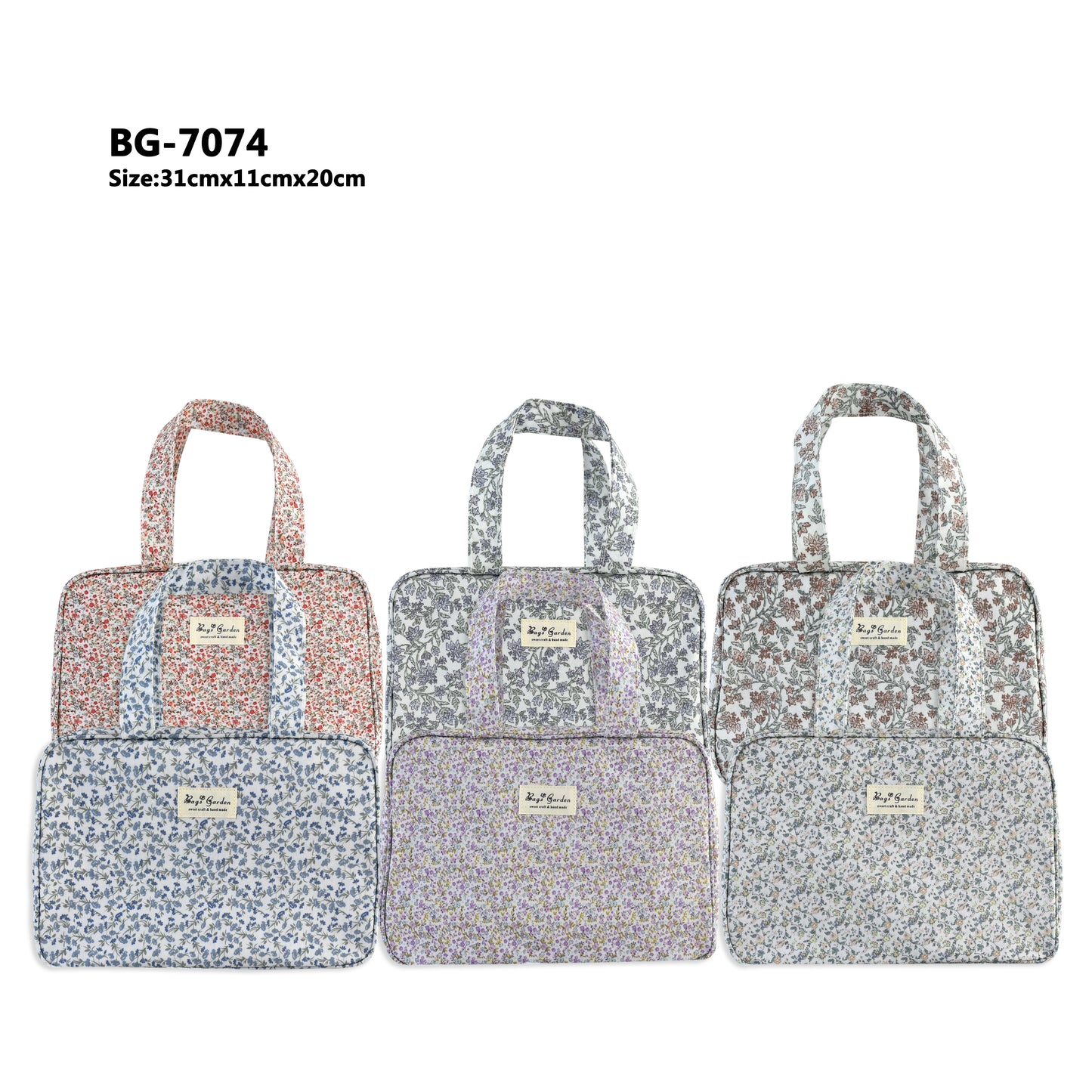 Bolso de Mano rectangular Impermeable Floral | Bolso Tote Compacto para Uso Diario