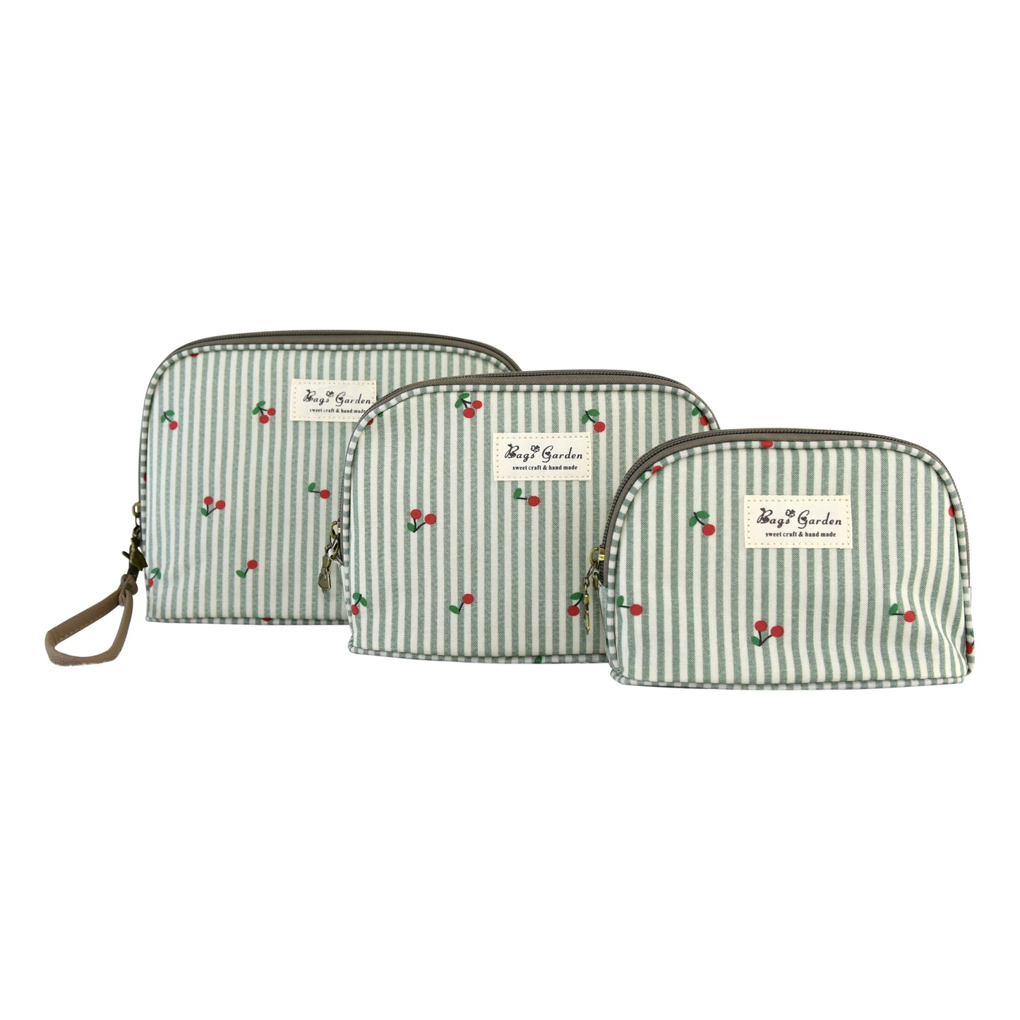Set de 3 Neceseres Rayas con Cerezas