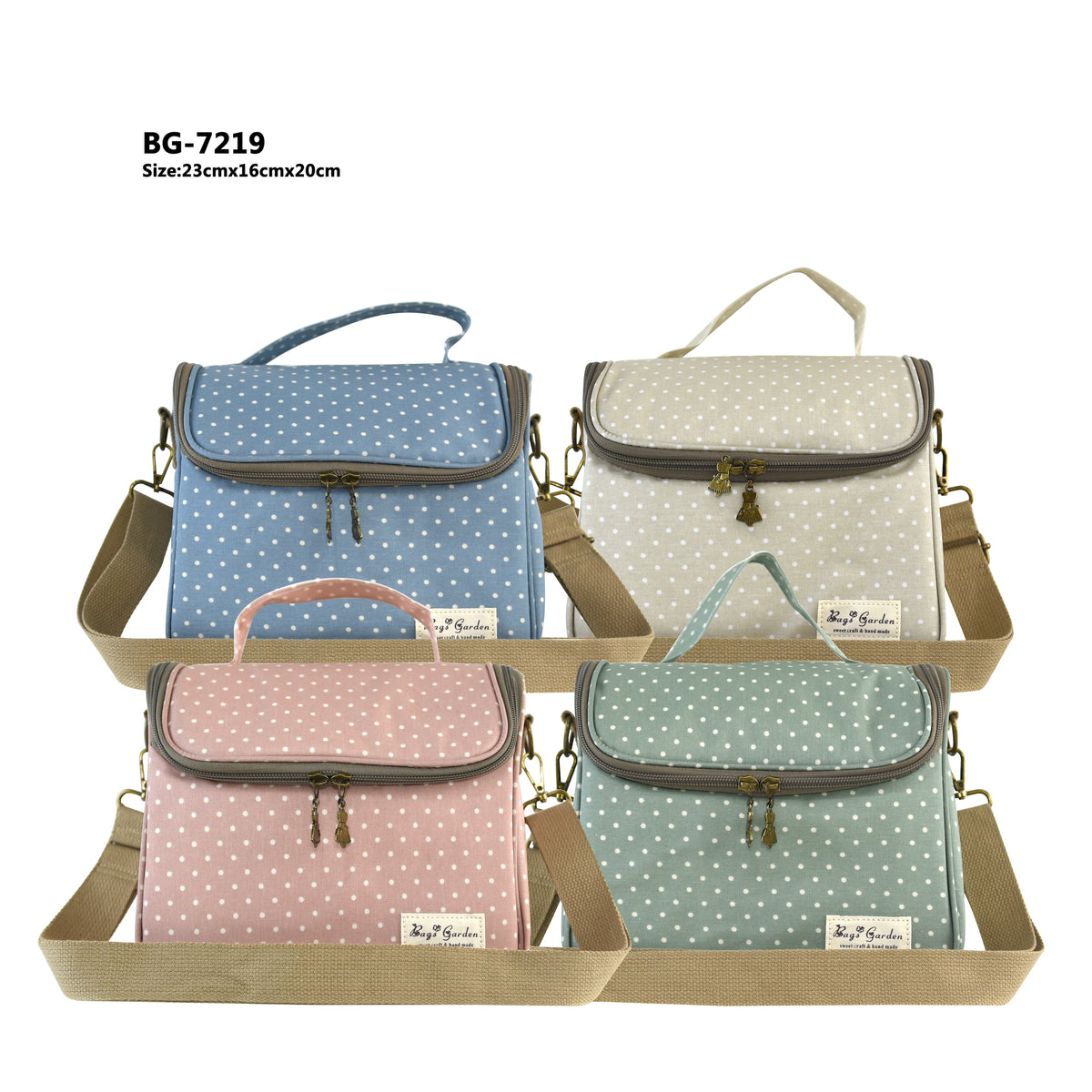 Bolso nevera de lunares con asa y correa extraíble