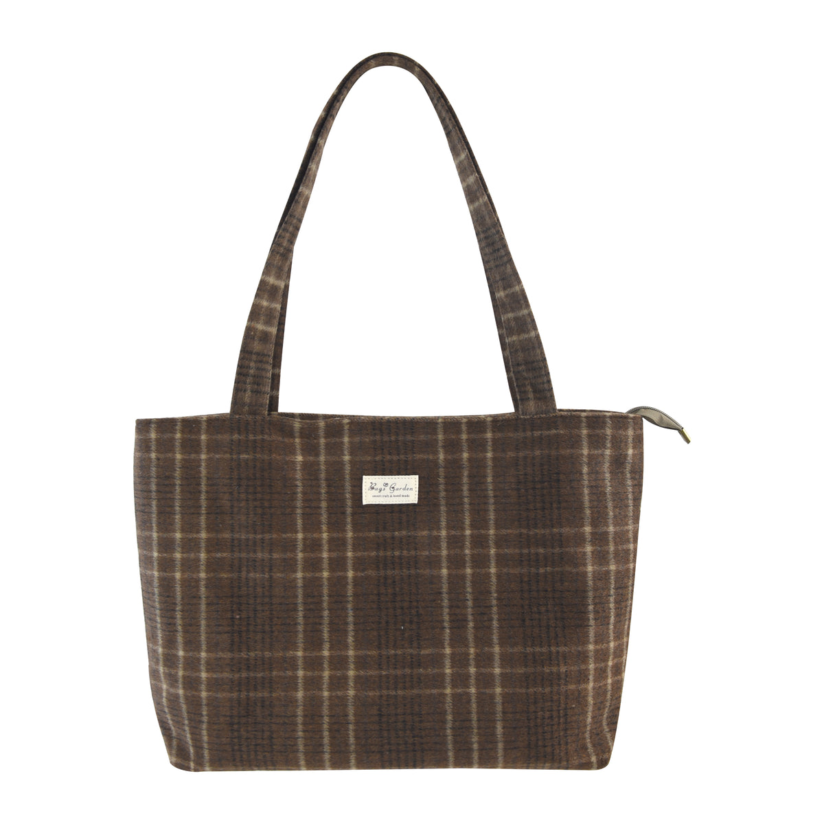 Bolso Tote de Cuadros con Cremallera