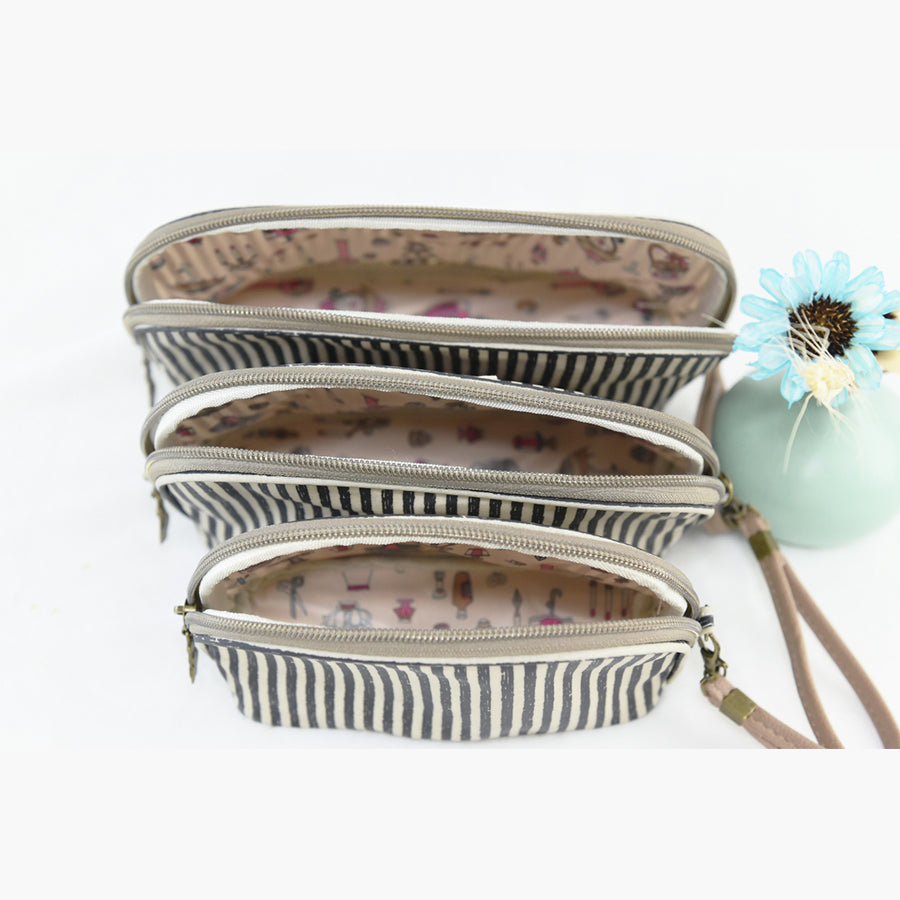 Neceser de 3 piezas impermeable de rayas