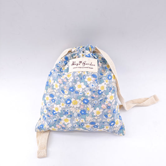 Bolsa pequeño de algodón con estampado floral y cierre de cordón