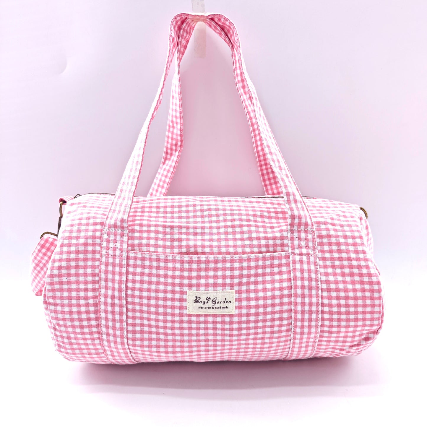Vichy cotton barrel bag