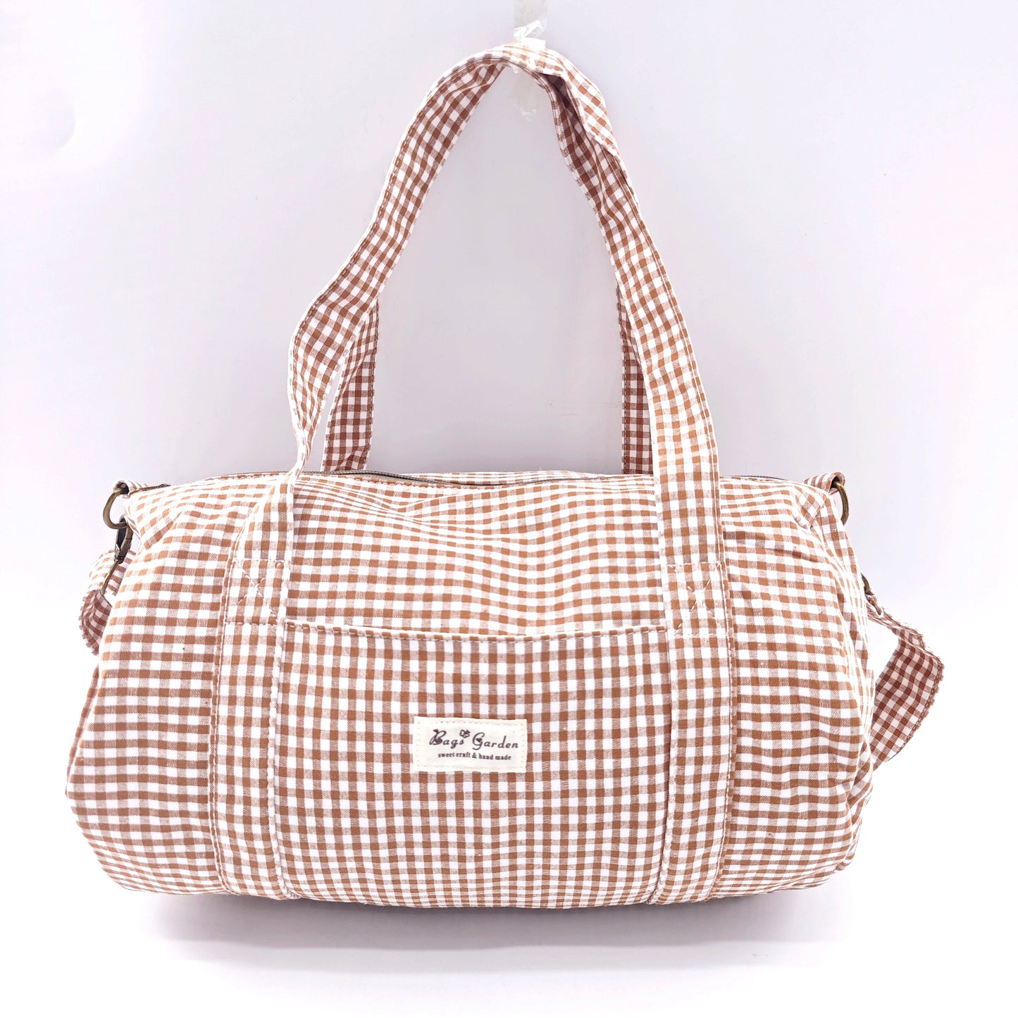 Vichy cotton barrel bag