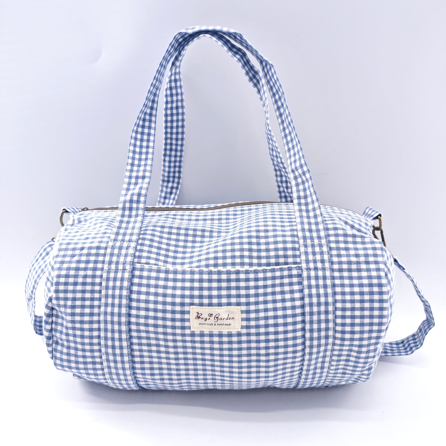 Vichy cotton barrel bag