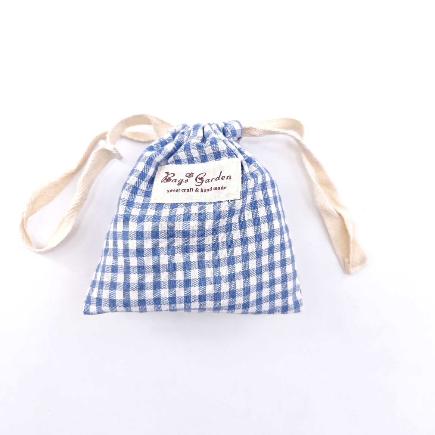 Small Vichy cotton drawstring bag