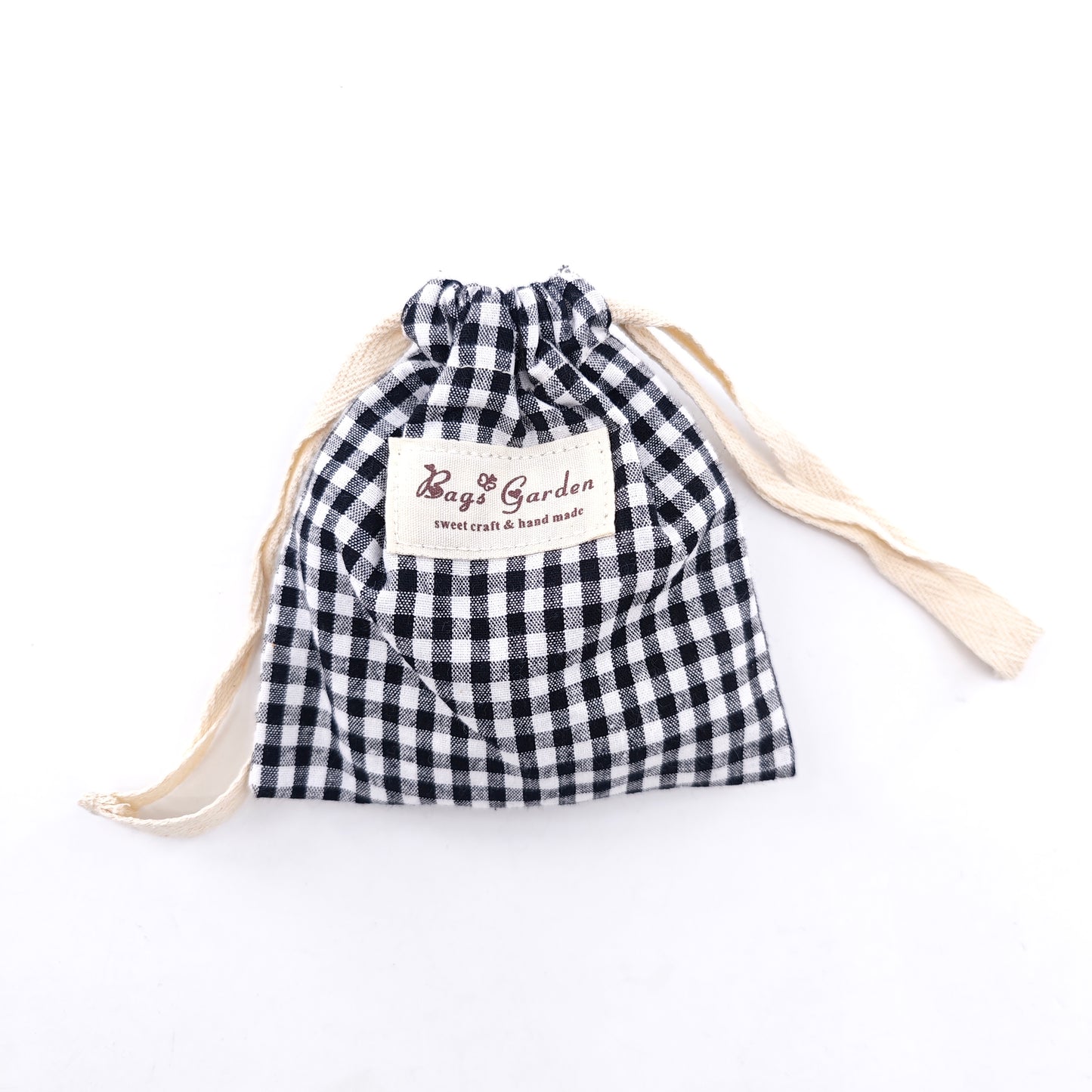 Small Vichy cotton drawstring bag