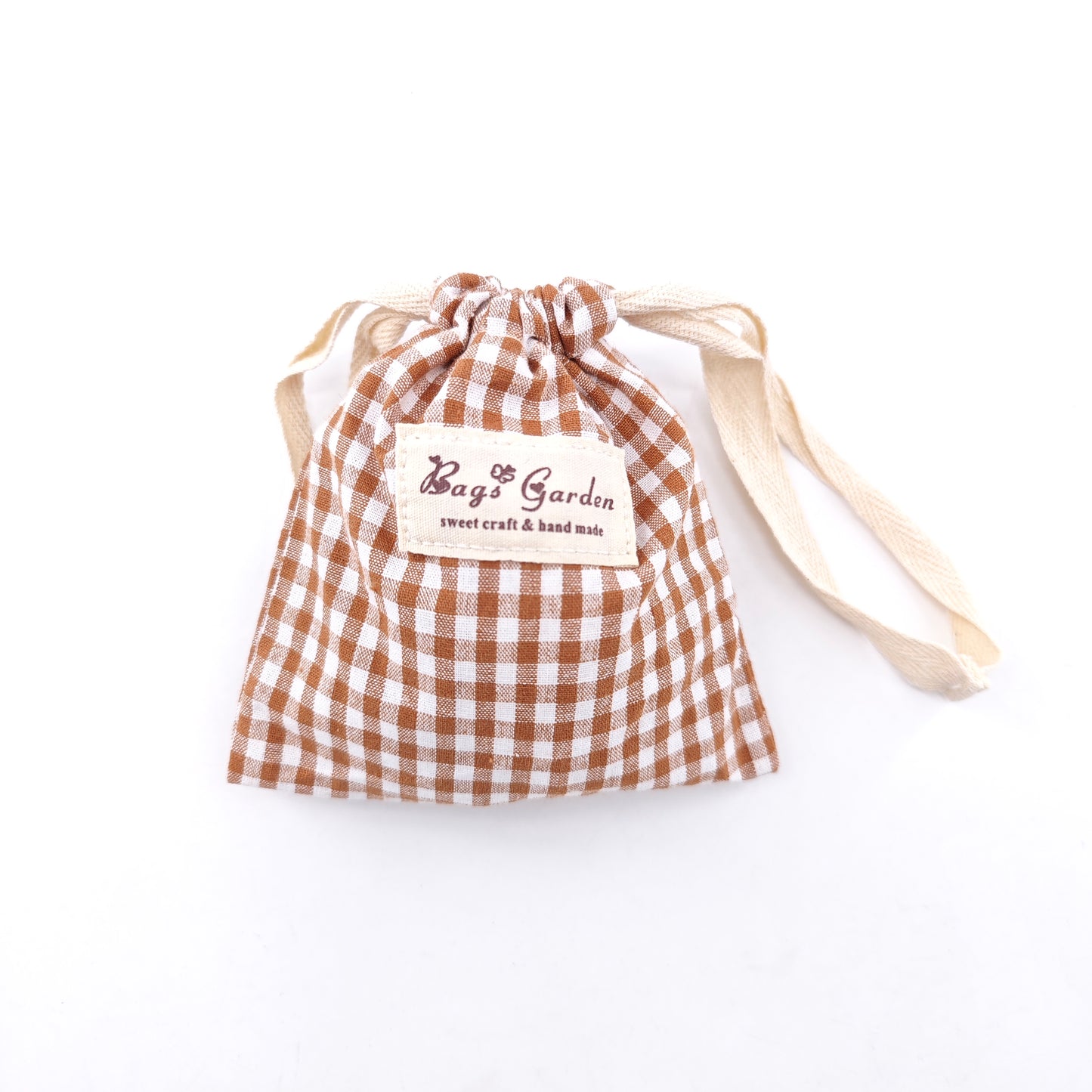 Small Vichy cotton drawstring bag