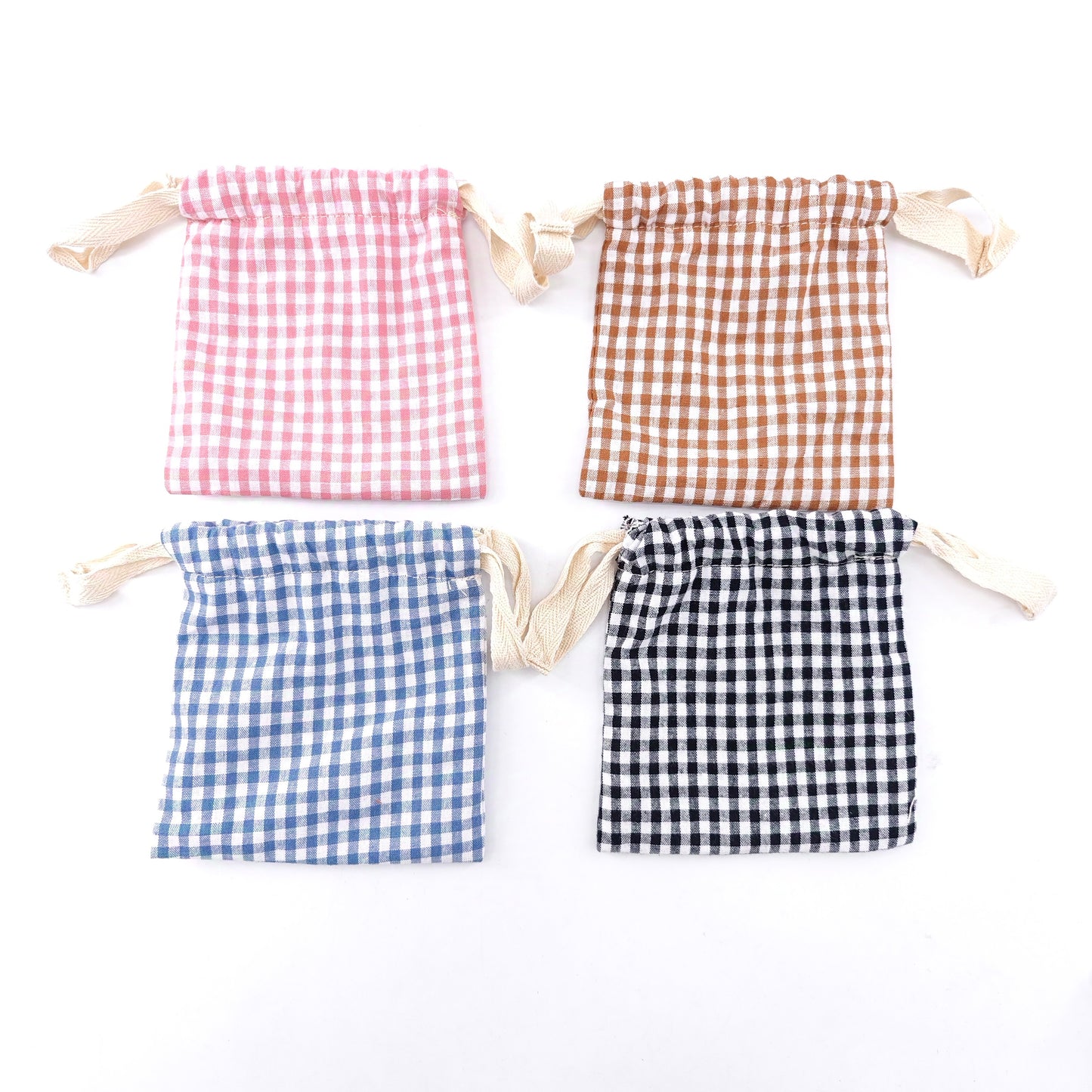 Small Vichy cotton drawstring bag