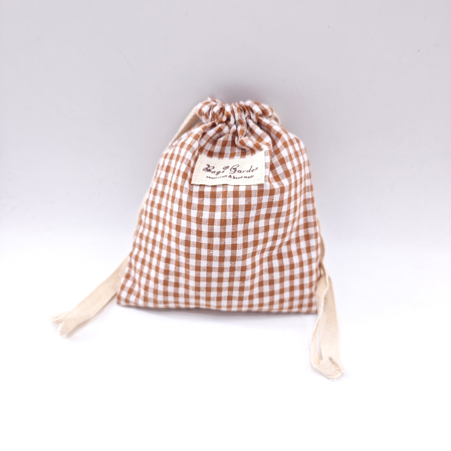 Medium Vichy cotton drawstring bag