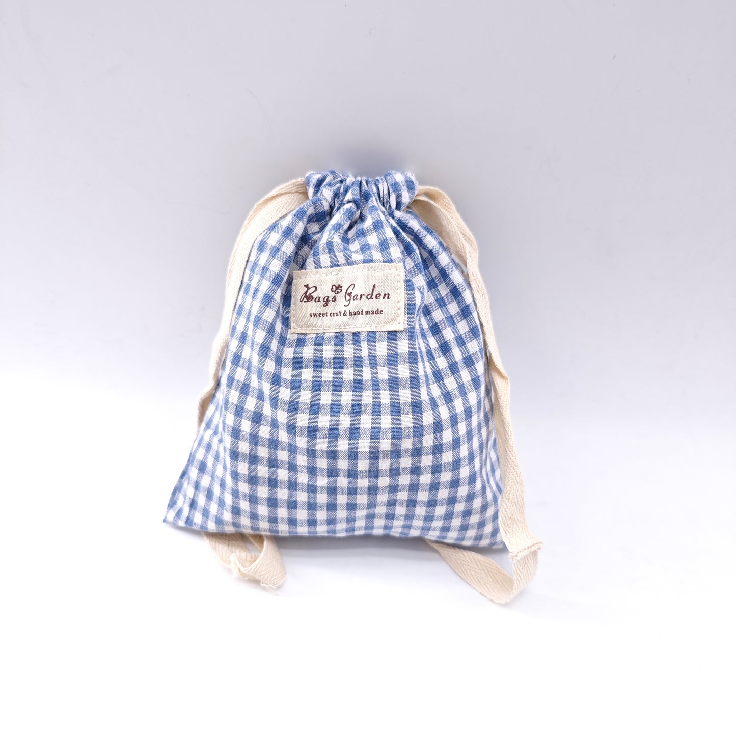 Medium Vichy cotton drawstring bag