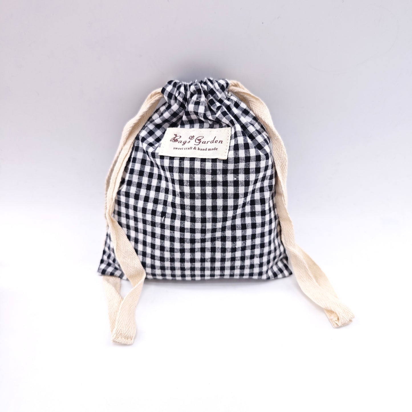 Medium Vichy cotton drawstring bag