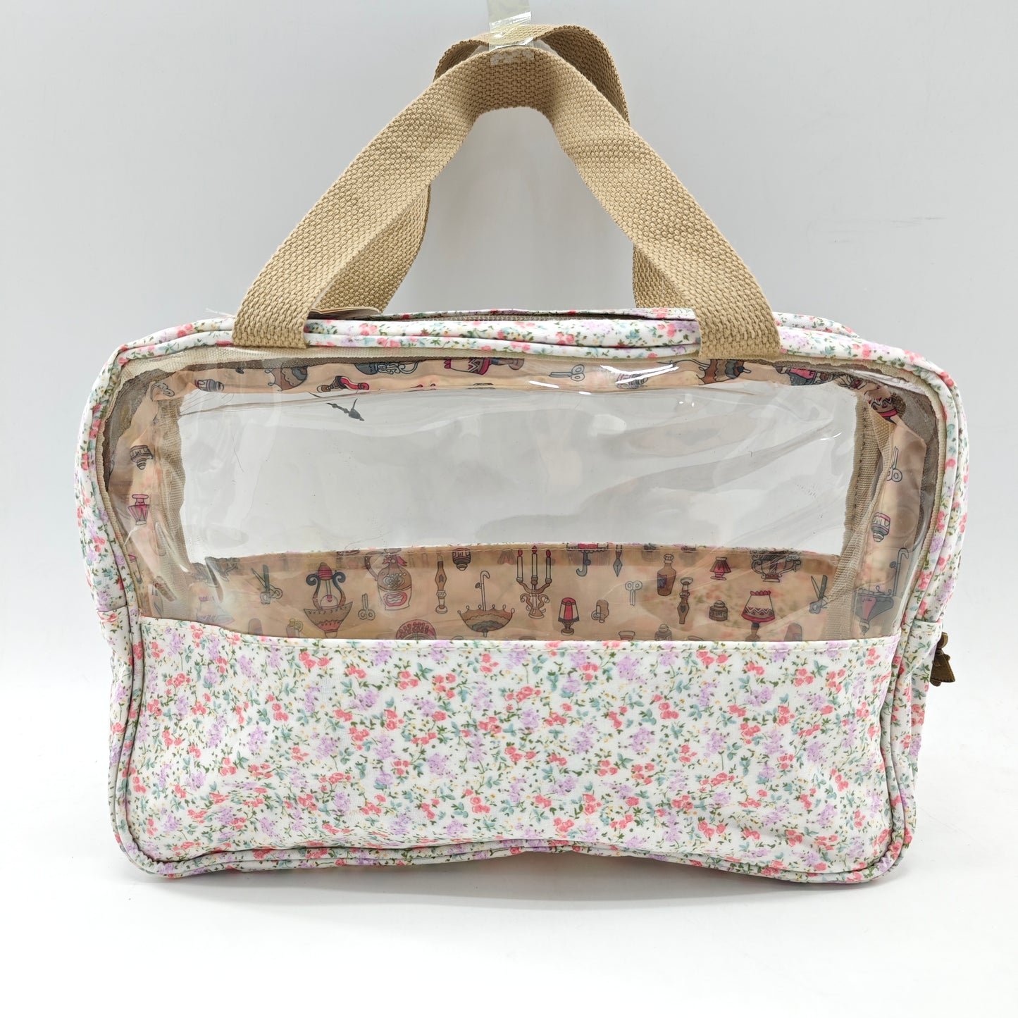 Large transparent waterproof flower toiletry bag