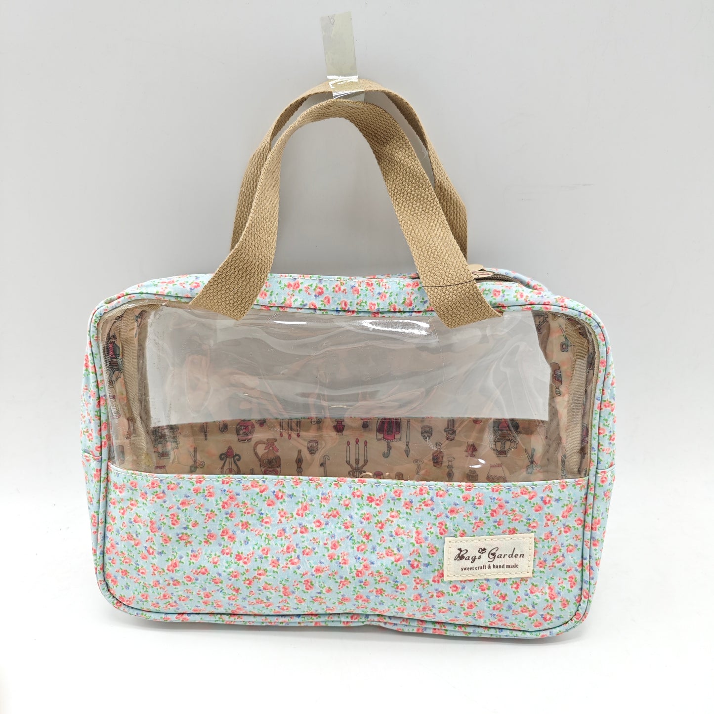 Large transparent waterproof flower toiletry bag