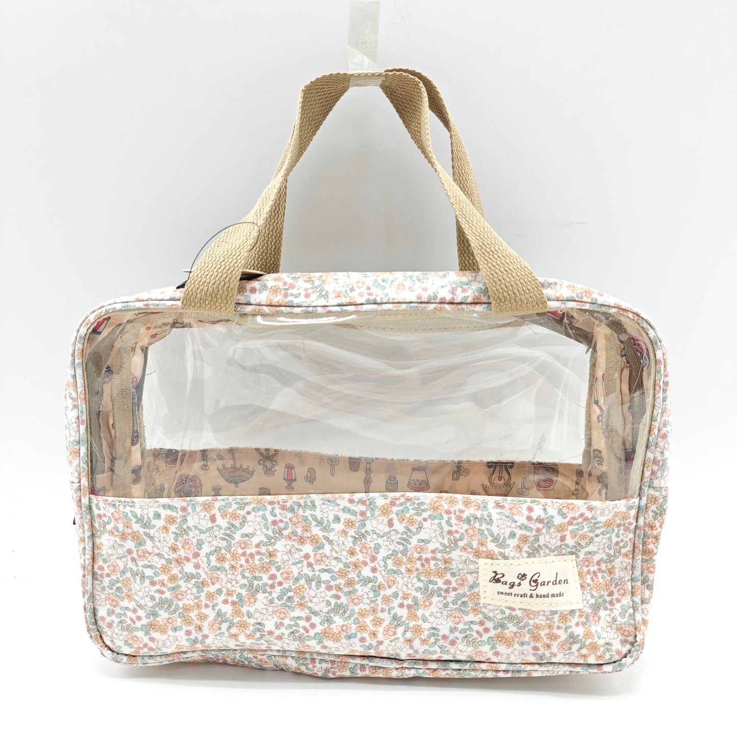 Large transparent waterproof flower toiletry bag