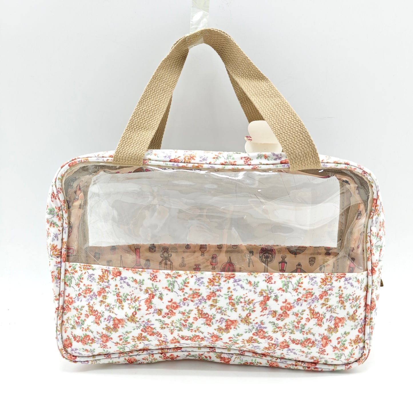 Large transparent waterproof flower toiletry bag