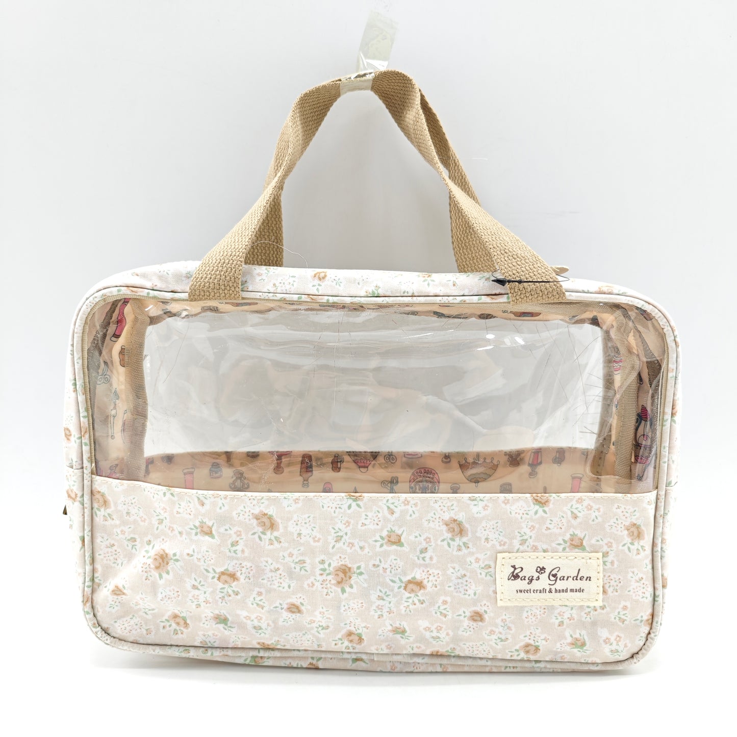 Large transparent waterproof flower toiletry bag