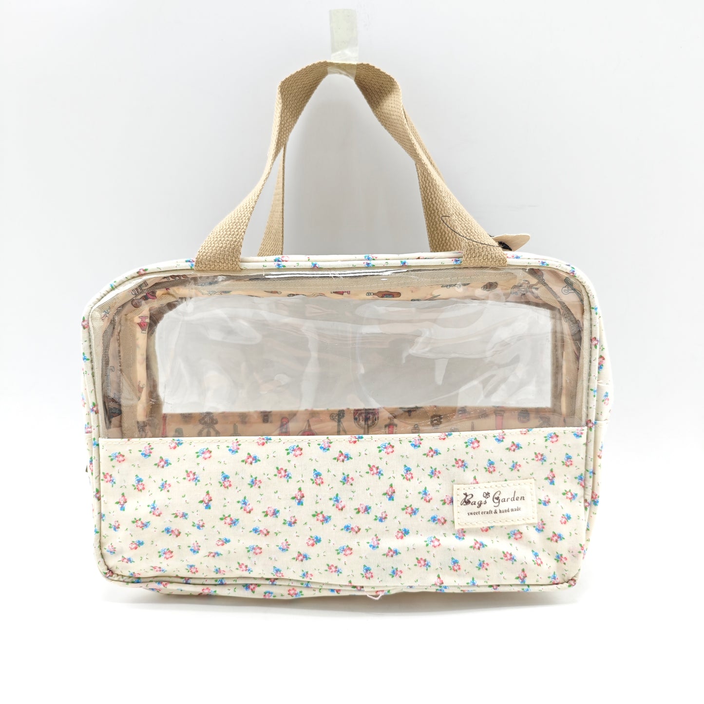 Large transparent waterproof flower toiletry bag