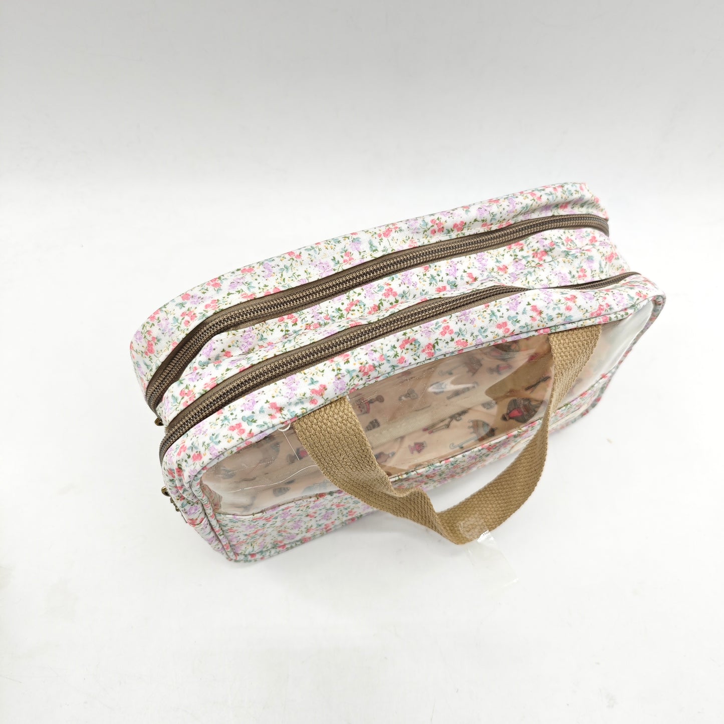 Small transparent waterproof flower toiletry bag