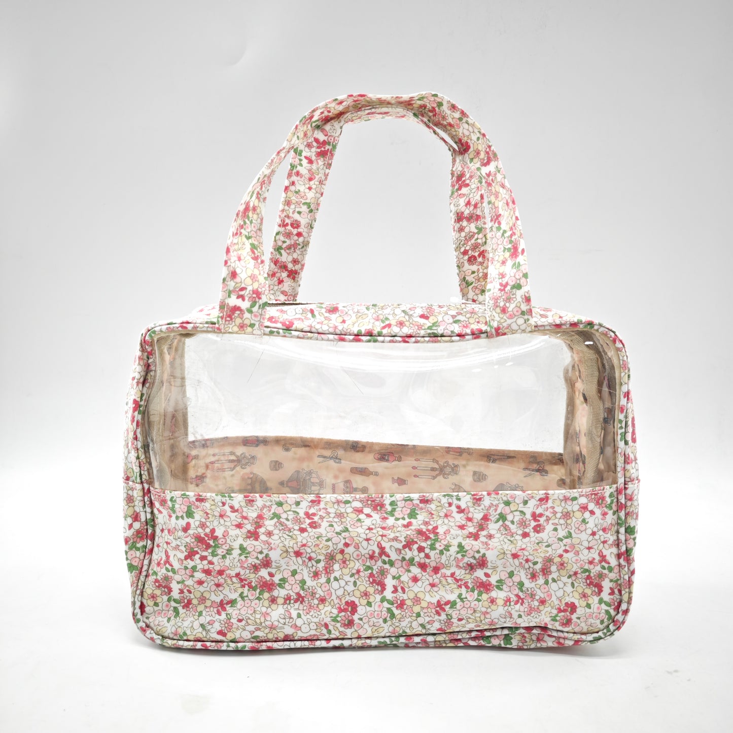 Neceser grande transparente impermeable con flores