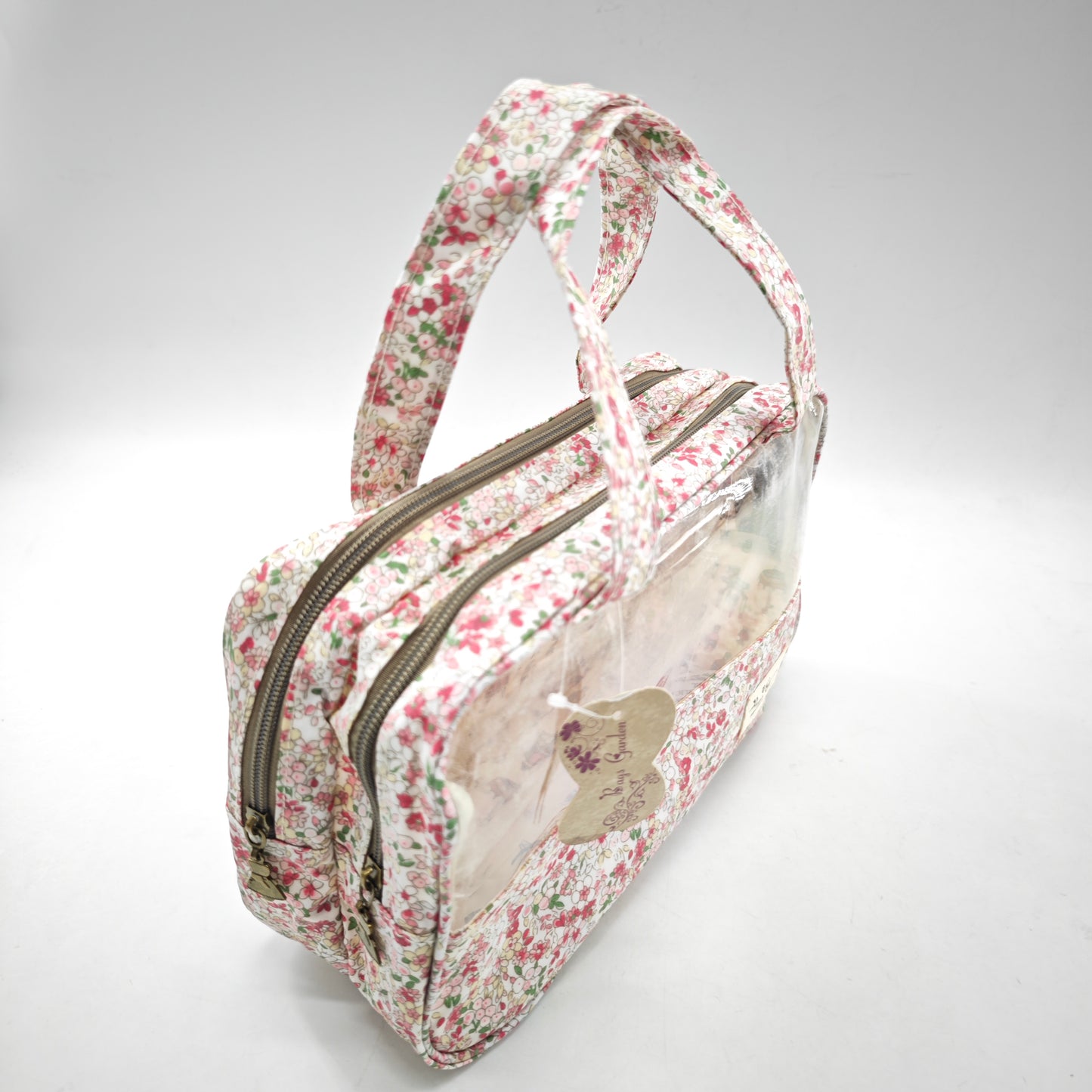 Neceser grande transparente impermeable con flores