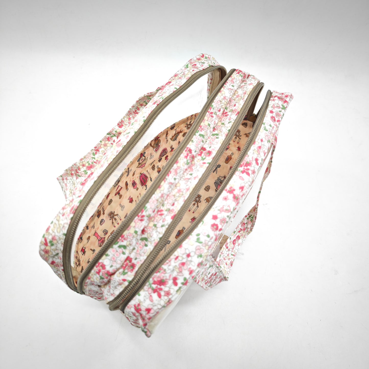 Neceser grande transparente impermeable con flores
