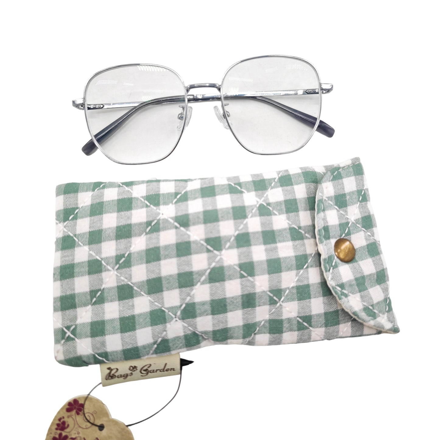 Funda de Gafas de Algodón Acolchada con Vichy Grande