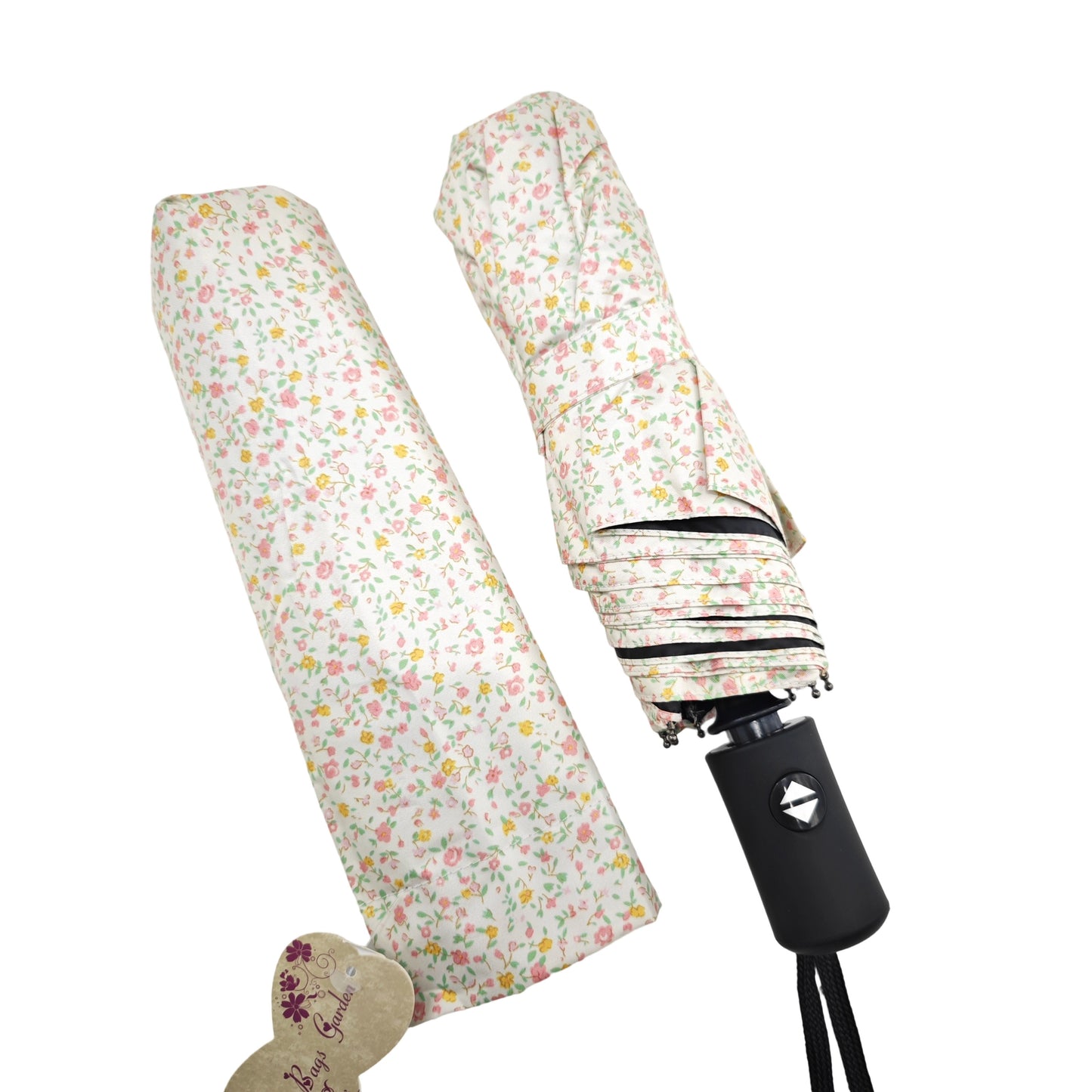 Paraguas Plegable Automático Floral – Protección Solar e Impermeable|Rosa coral floral