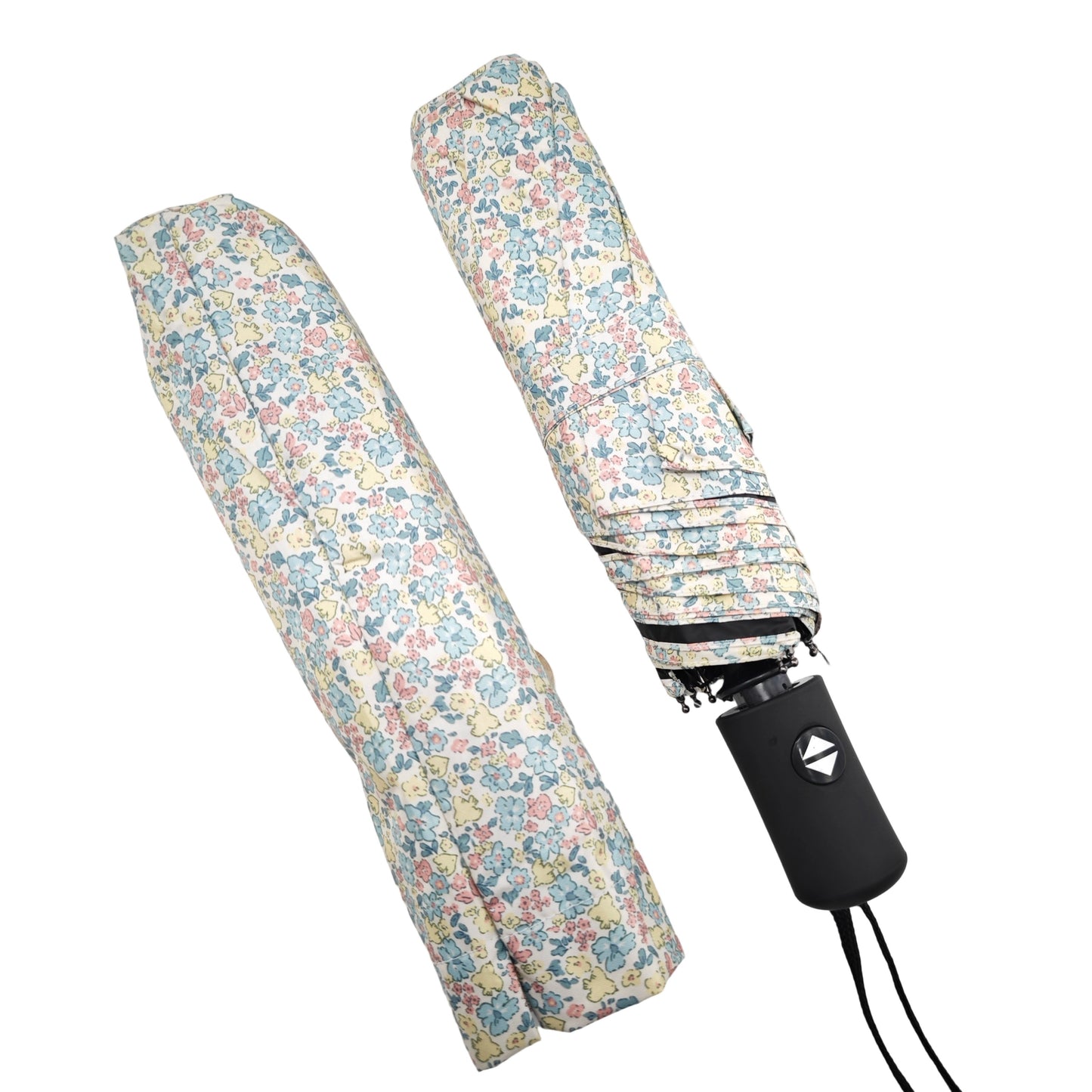 Paraguas Plegable Automático Floral – Protección Solar e Impermeable|Azul amarillo floral