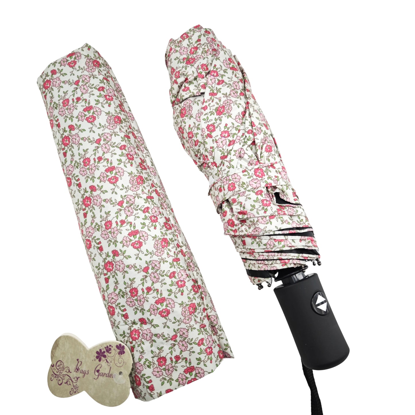 Paraguas Plegable Automático Floral – Protección Solar e Impermeable| Rosa floral