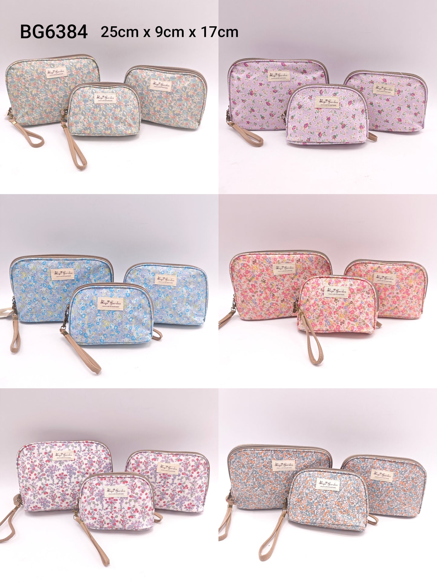 Set de 3 neceseres impermeables flores – Bolsas de aseo multiusos