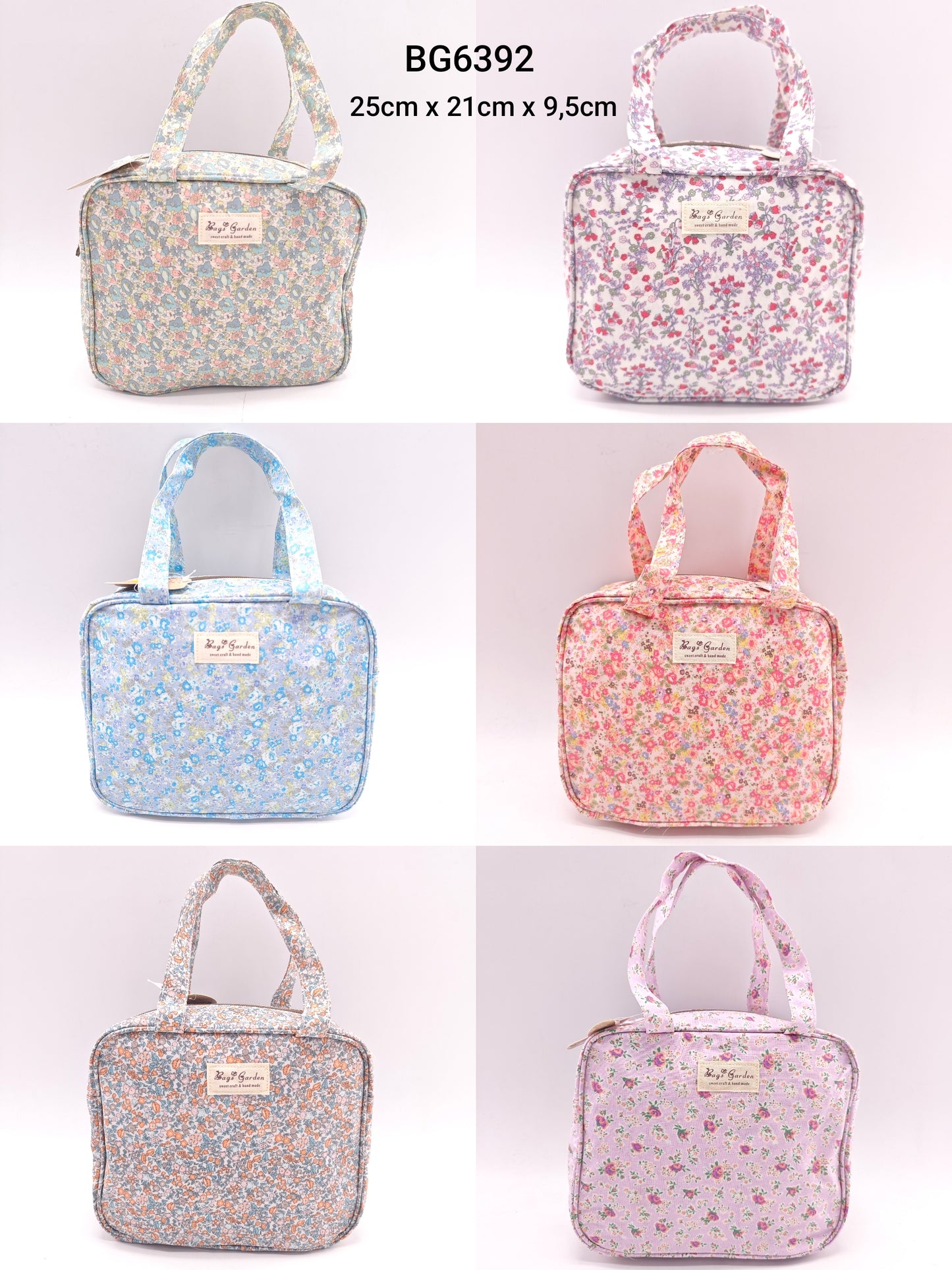 Bolso de mano impermeable con flores – formato cuadrado