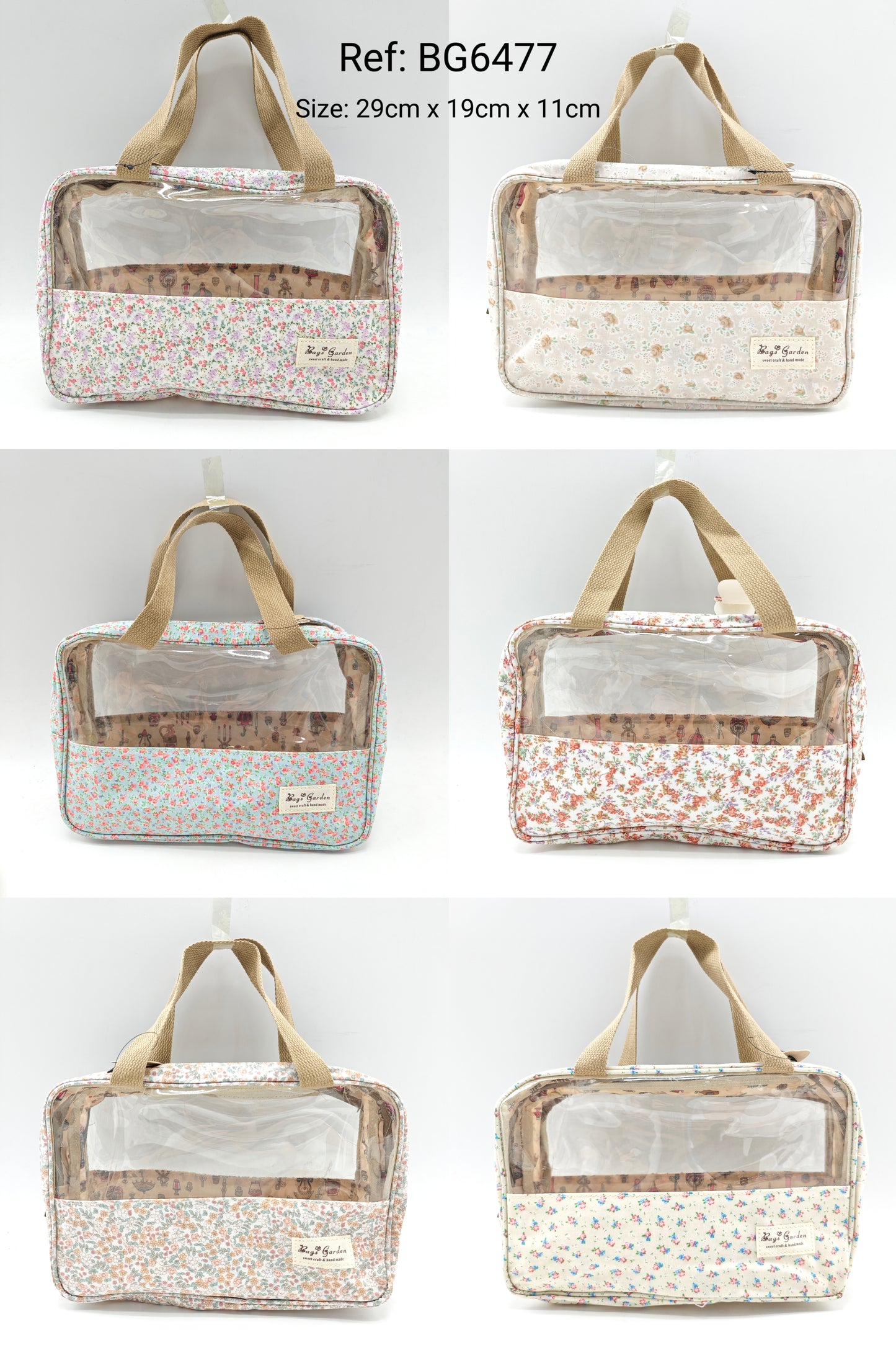 Large transparent waterproof flower toiletry bag