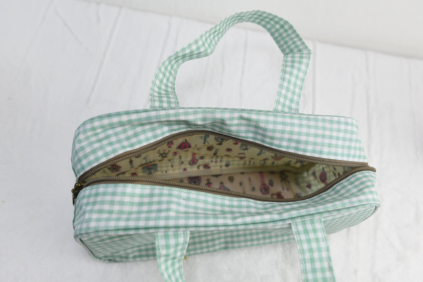 Waterproof gingham handbag