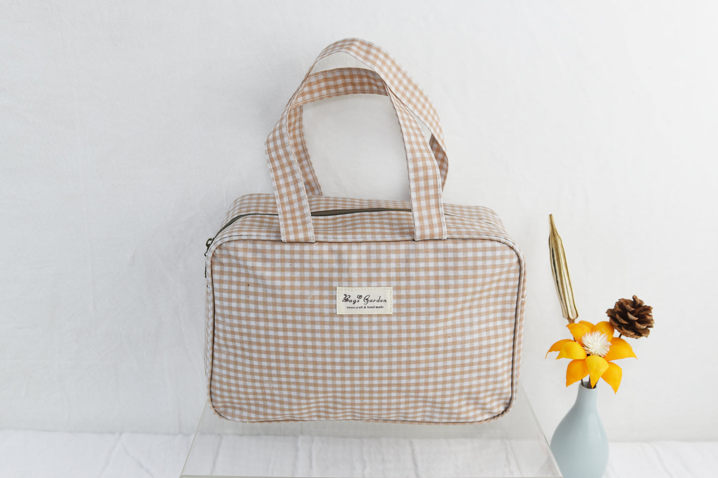 Waterproof gingham handbag