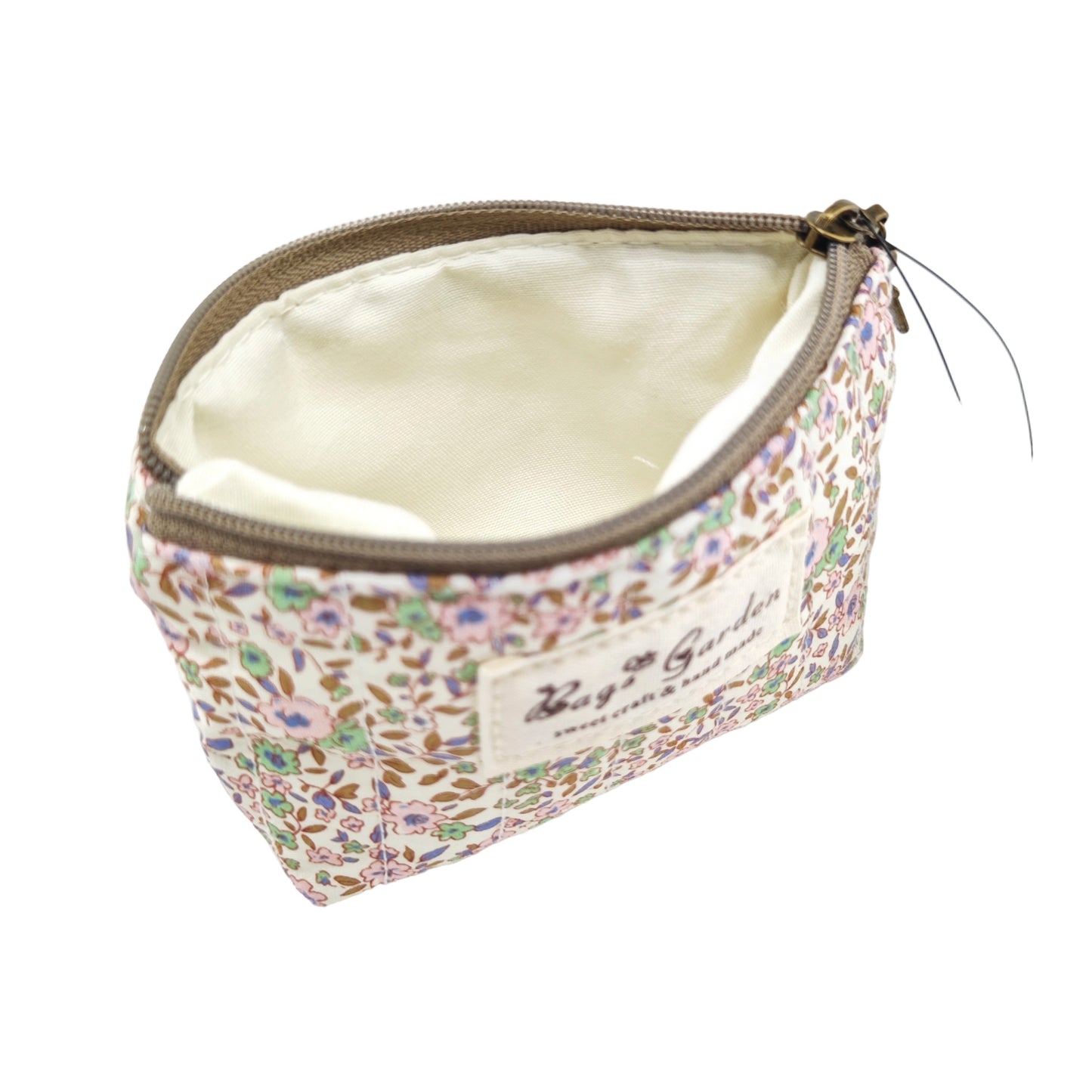 Monedero pequeño de algodón floral con cremallera