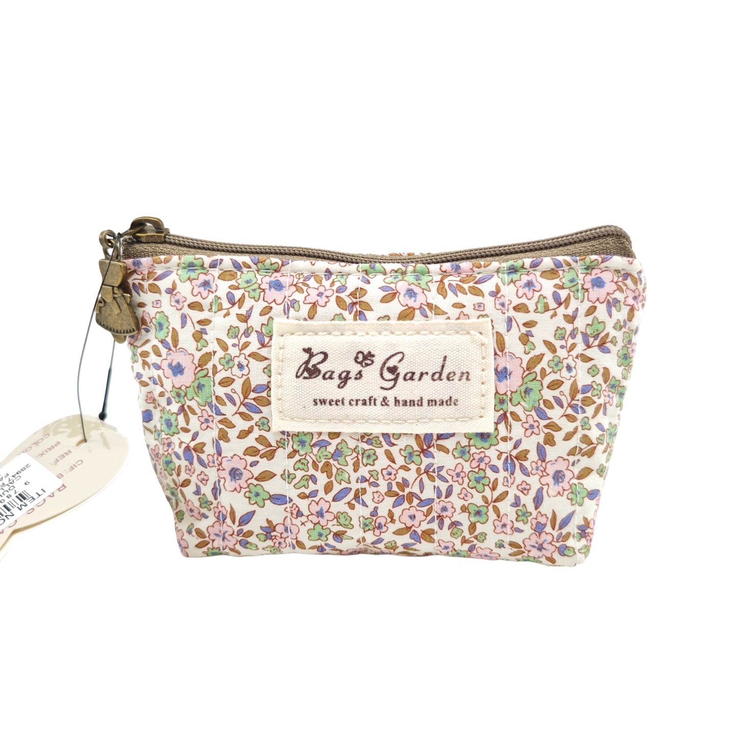 Monedero pequeño de algodón floral con cremallera