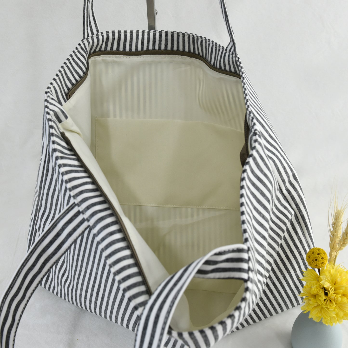 Bolso Tote de Algodón con Diseño de Rayas