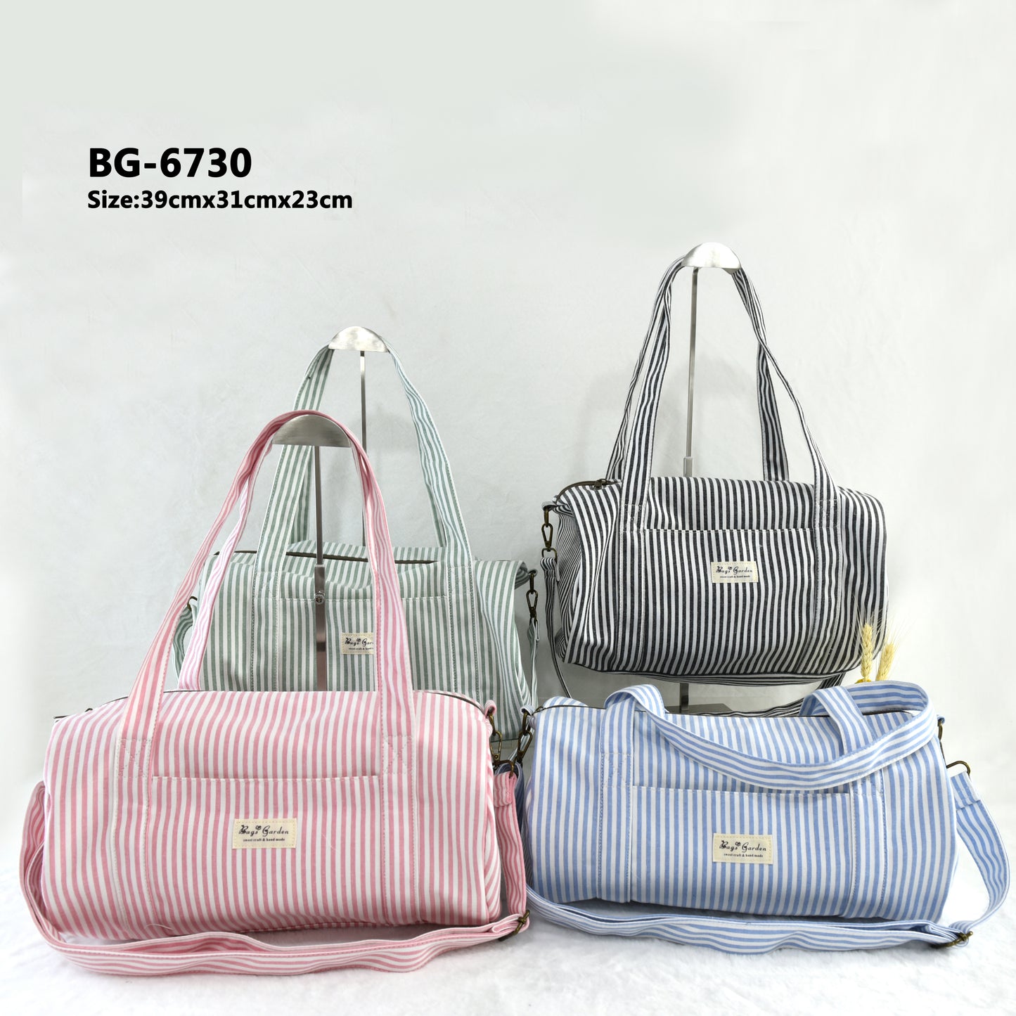 Bolso barrel de algodón rayas
