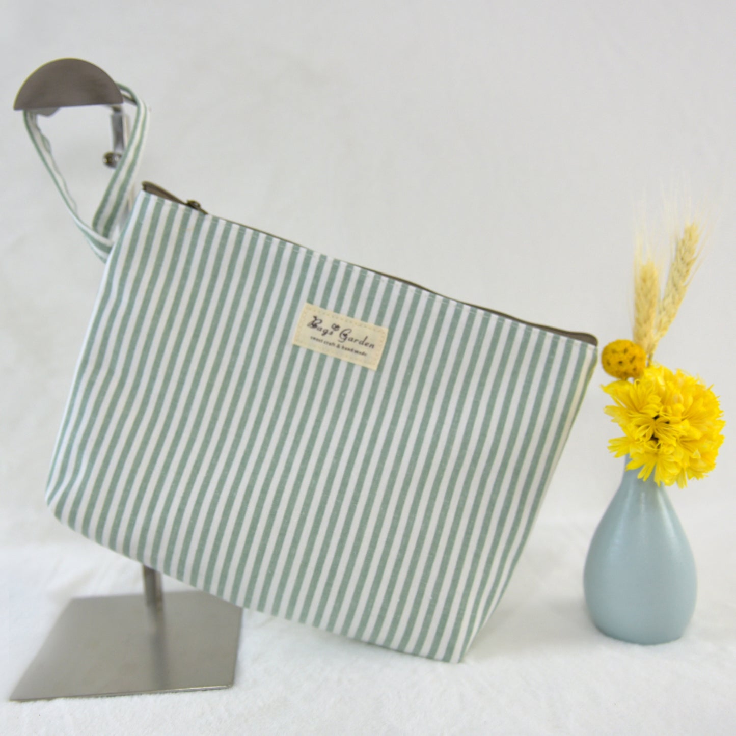 Large striped cotton toiletry bag