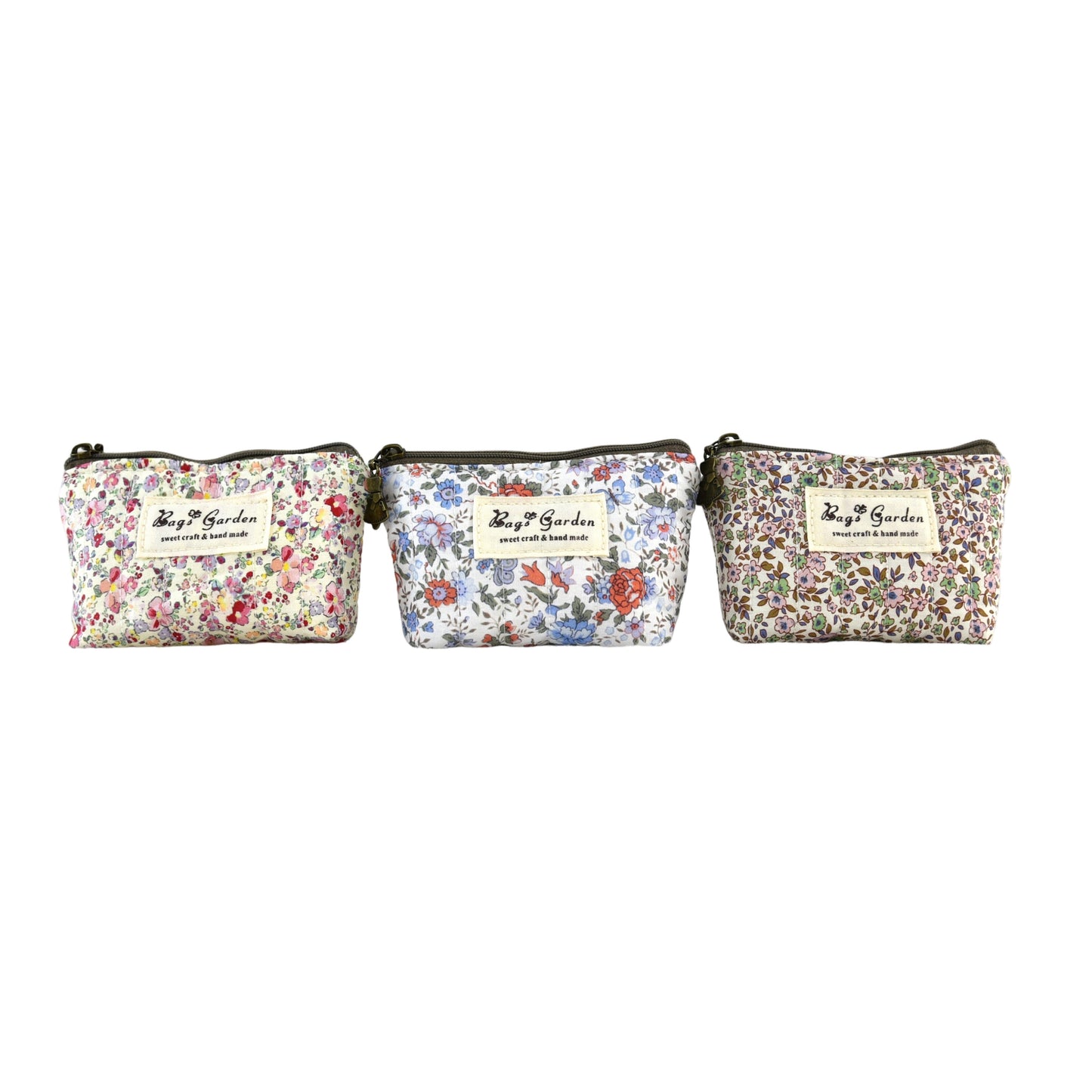Monedero pequeño de algodón floral con cremallera