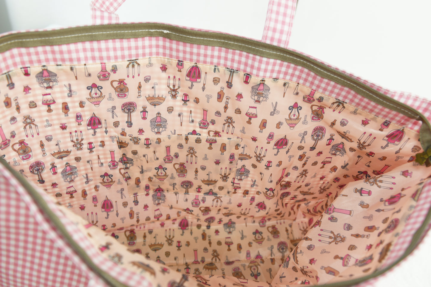 Waterproof gingham beach bag